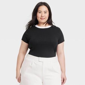 A New Day Black White Ringer Tee Size XL